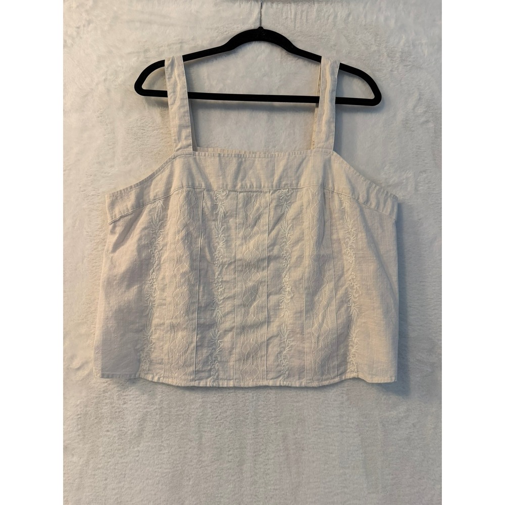 ana a new‎ approach Birch White Embroidered Cotton Cami Tank Top XL 356627